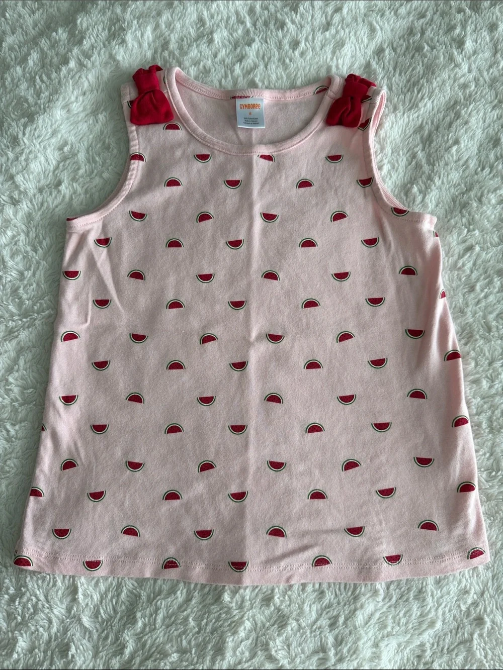 Gymboree girls size 8 red gingham watermelon 6 piece set romper shirts shorts